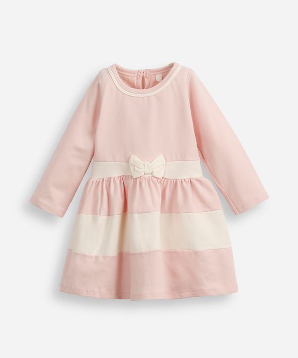 vestido curto infantil com recortes manga longa rosa 18-24
