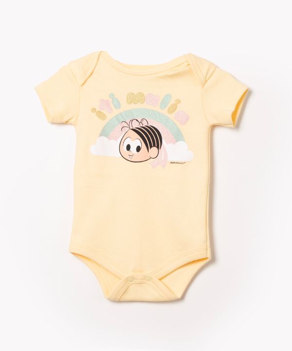 body infantil manga curta turma da mônica amarelo 6-9