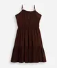 vestido curto juvenil de viscose com elásticos marrom 12