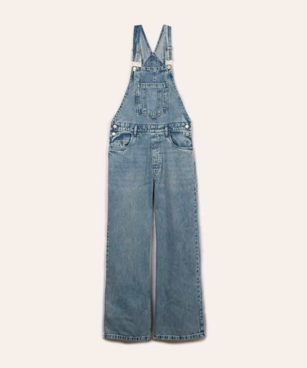 jardineira jeans juvenil com bolso azul 12
