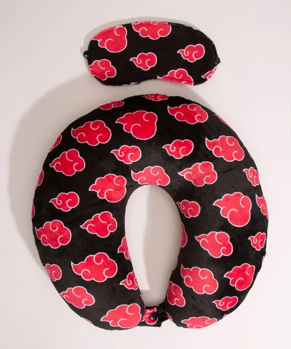 kit de apoio de pescoço estampado nuvens naruto + tapa olho preto Único