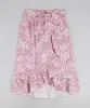 Saia Infantil Midi Estampa de Florezinhas com Babado Rosa Claro 8