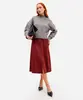 saia midi feminina de suede com fenda vinho 40