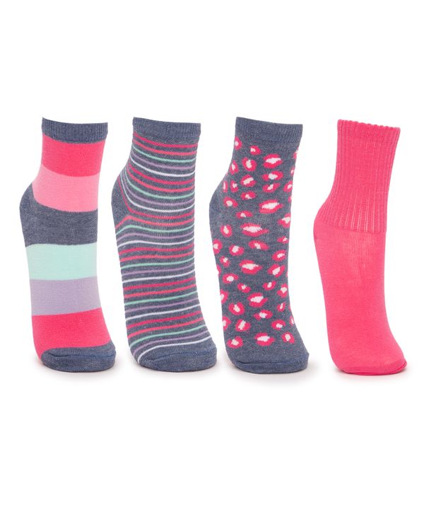 kit de 4 pares de meias infantis estampadas cano médio colorido 34-37
