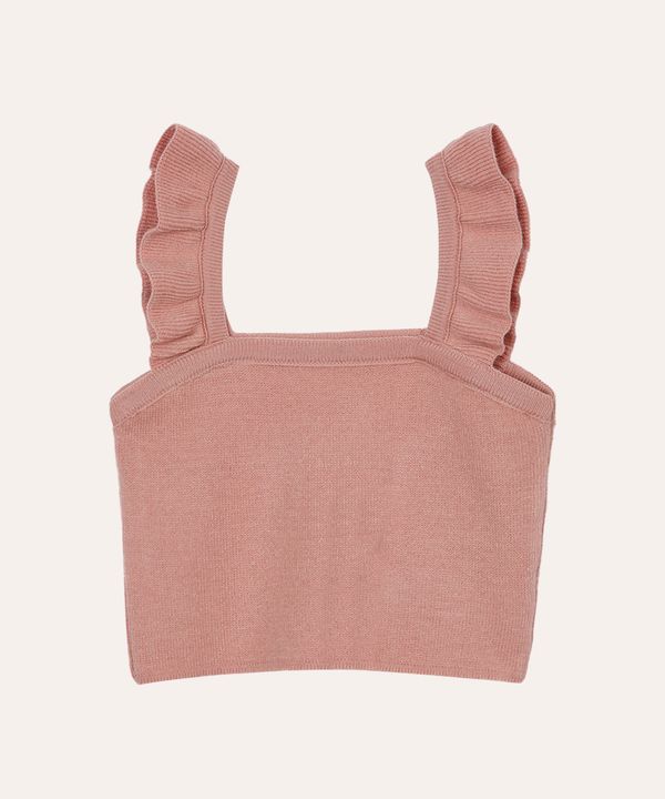 cropped infantil de tricot alça babado rosa 6