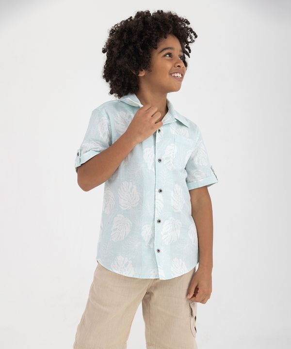 camisa juvenil folhagem manga curta verde 16