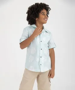 camisa juvenil folhagem manga curta verde 12