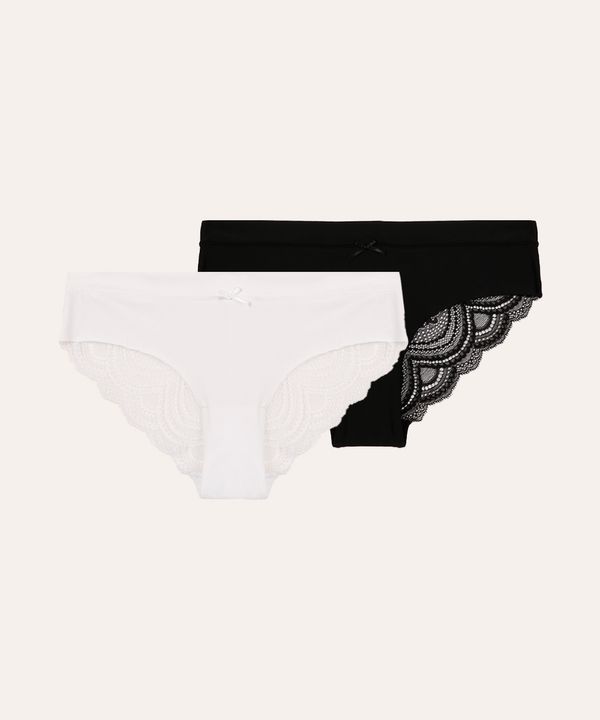 kit de 2 calcinhas caleçon rendada colorido G
