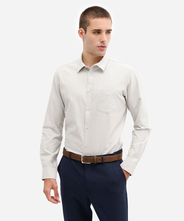 camisa de algodão comfort manga longa verde GG