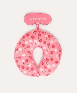 kit de apoio de pescoço e tapa olho cerejas rosa UNICO