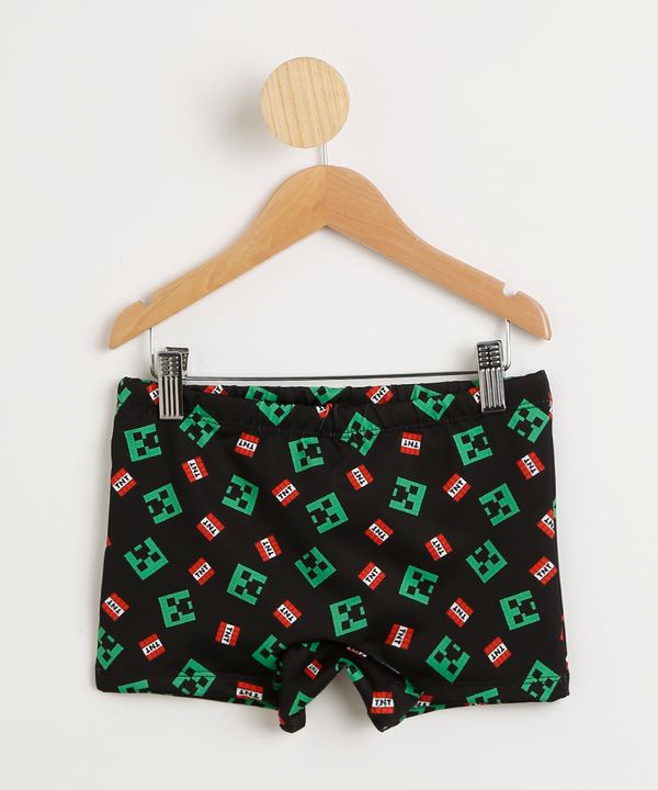 Sunga Boxer Infantil Estampada Minecraft TNT Preta 10