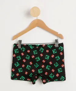 Sunga Boxer Infantil Estampada Minecraft TNT Preta 4