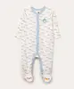 macacão infantil de algodão com pezinho pinguim off white 9-12