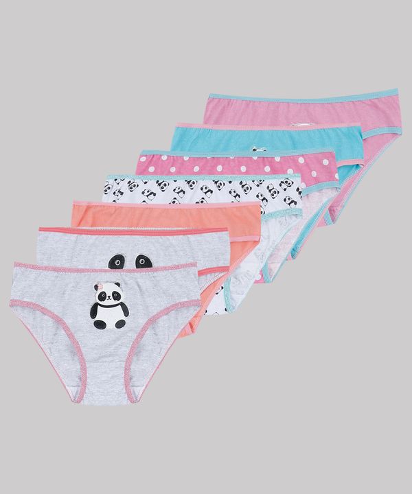 Kit de 7 Calcinhas Infantis Estampadas Panda Multicor 8