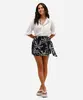 short saia feminino de viscose folhagens azul 38