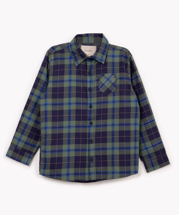 camisa infantil xadrez com bolso manga longa verde 8