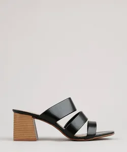 Tamanco Feminino Oneself Salto Quadrado Preto 35