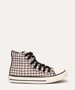 tênis infantil quadriculado cano alto mooui off white 28