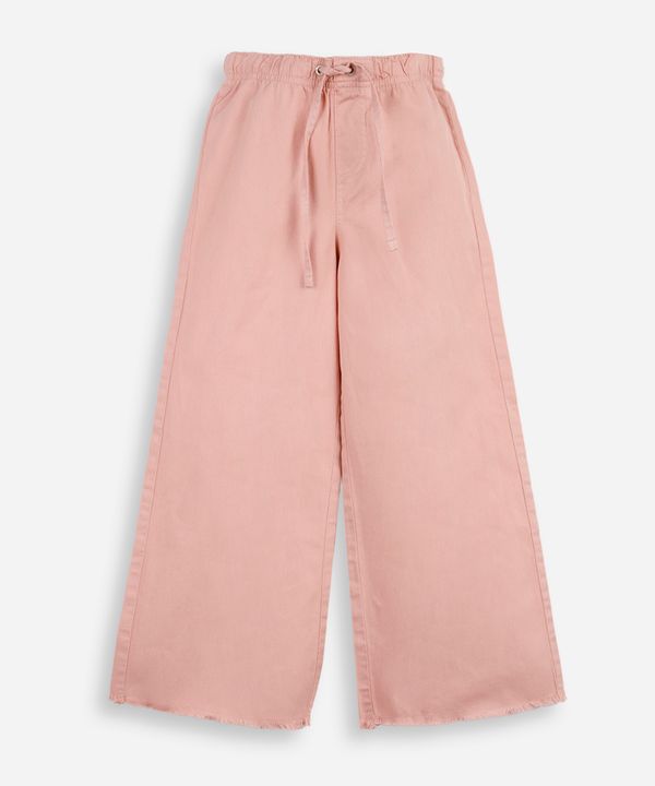 calça infantil wide cós elástico sarja rosa 8