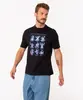 camiseta de algodão stitch manga curta preto M