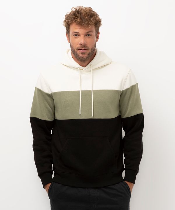 blusão de moletom tricolor com capuz verde G