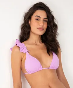 biquíni top cortininha babados com proteção uv clube bossa rosa P