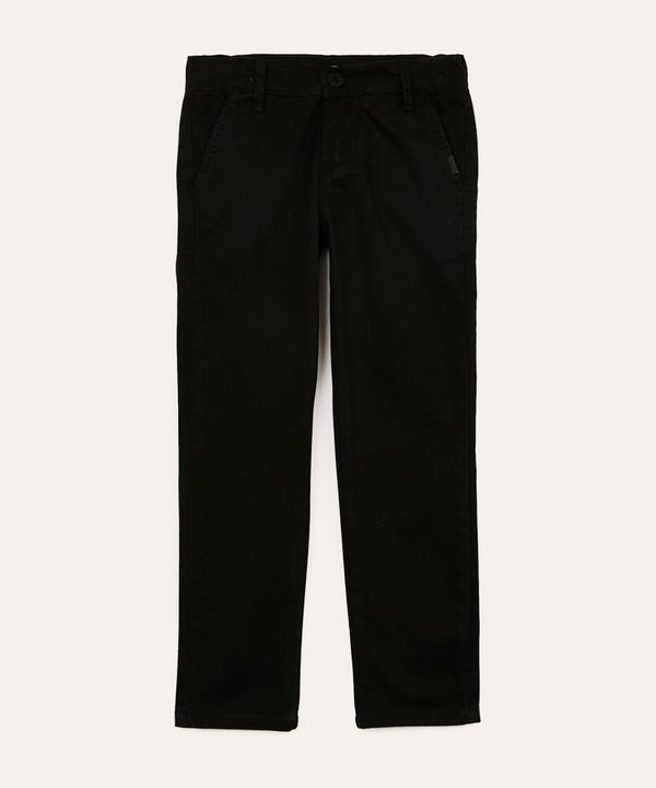 calça slim de sarja infantil com bolsos chino preto 12