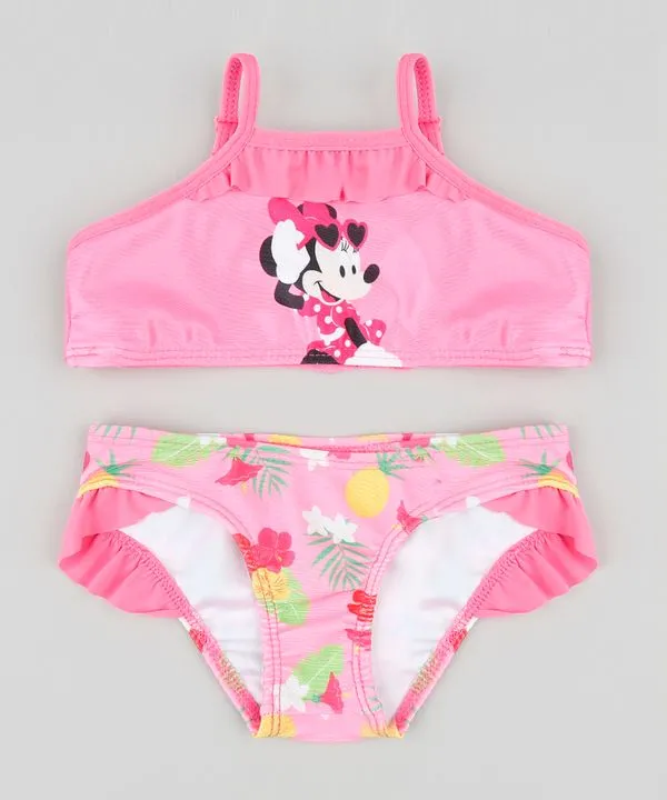 Biquíni Infantil Minnie com Proteção UV50+ Pink 2