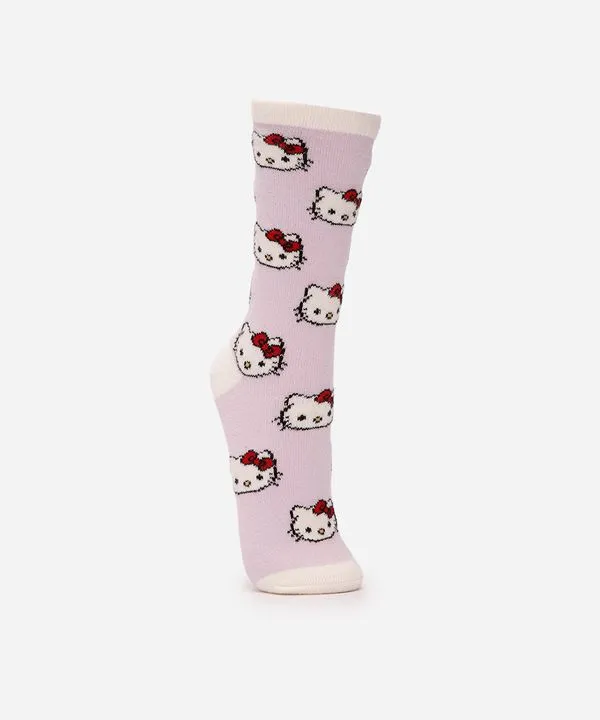 meia cano alto tricot hello kitty lilás 34-39