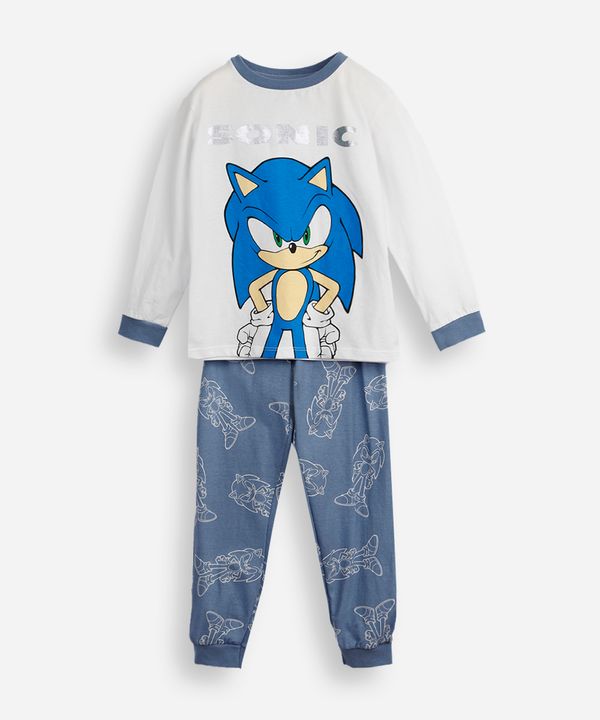 pijama longo infantil de algodão sonic off white 10