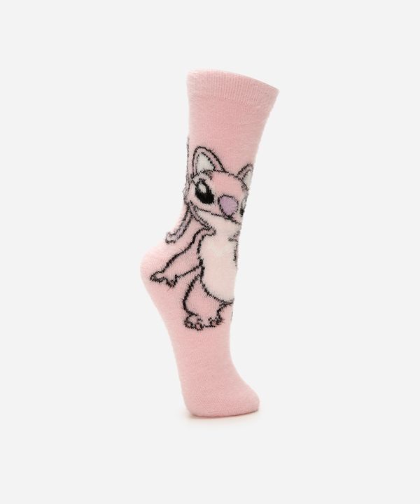 meia feminina de tricot cano longo angel rosa 34-39