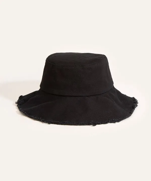 chapéu bucket hat de sarja aba desfiada preto Único