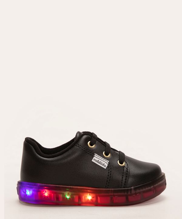 tênis infantil com luz led molekinha preto 24