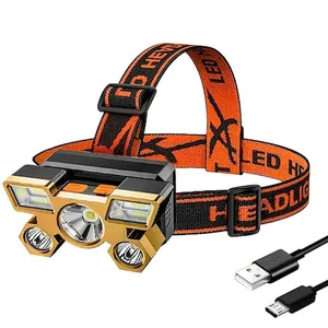Lanterna de Cabeça SML 5 LED´s Super Forte Recarregável Resistente a Água