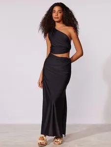 Vestido Ombro Único Liso Lune PRETO M