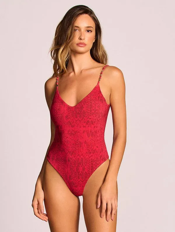 Maiô Básico Estampado Paysage VERMELHO P