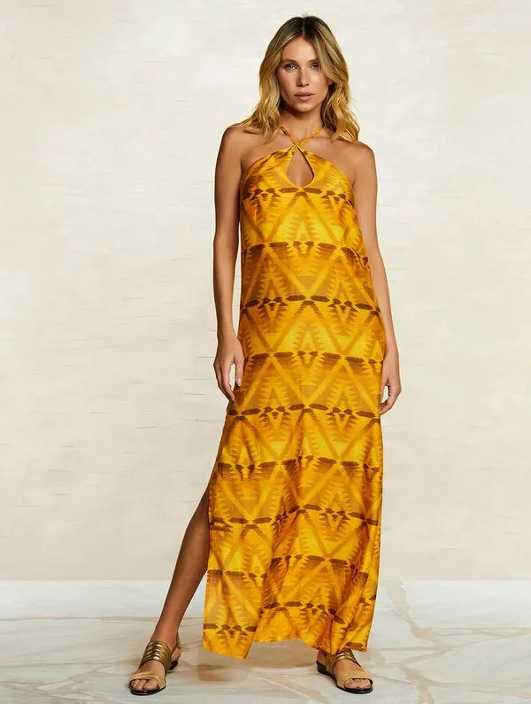 Vestido Midi Estampado Navajo AMARELO M