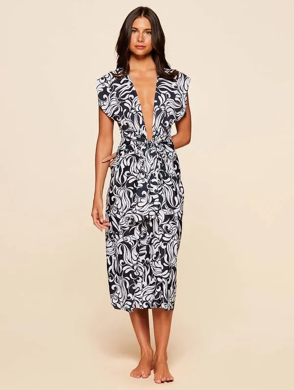 Vestido Midi Estampado Verano MARINHO P