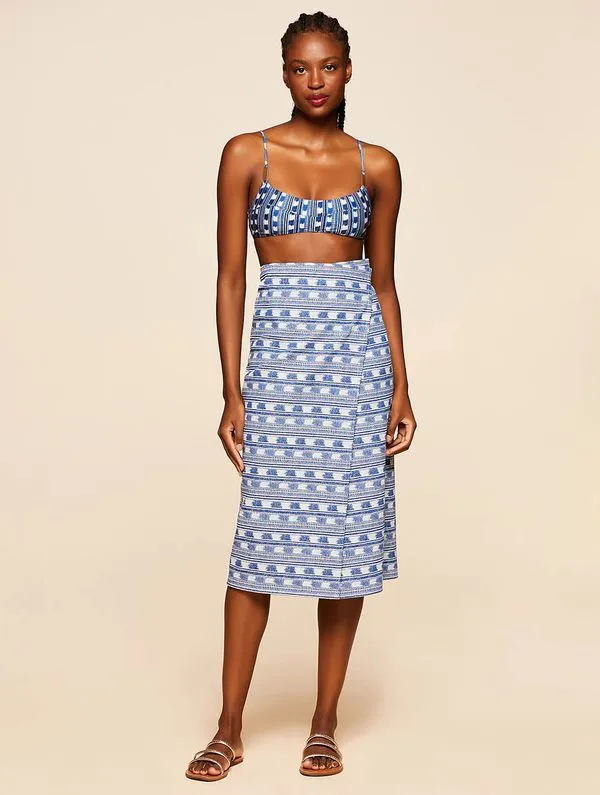 Saia Pareô Estampada Montevidéu AZUL P