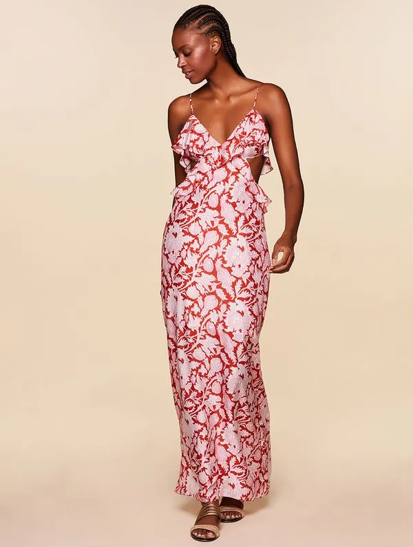Vestido Longo Estampado Radiante VERMELHO G