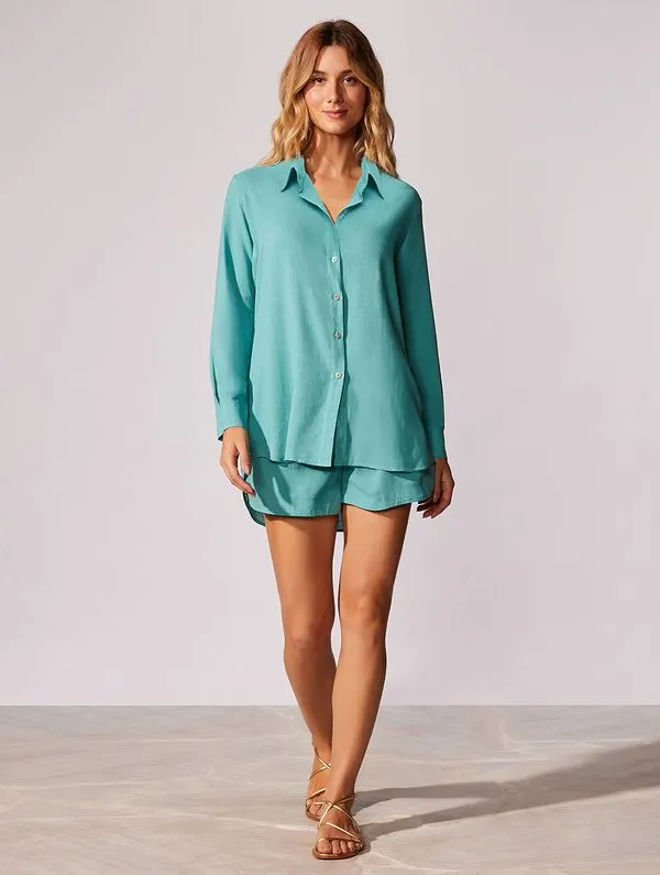 Camisa com Linho Lisos Nice VERDE SAGE PP