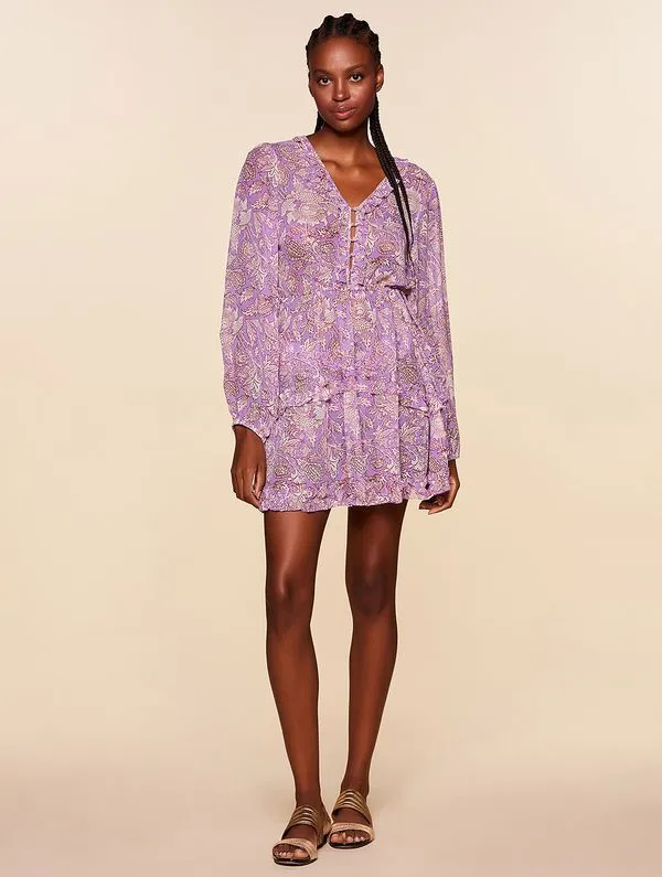 Vestido Curto Estampado Las Flores ROXO P
