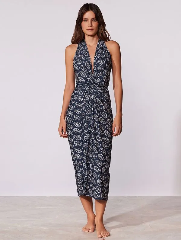 Vestido Midi Estampado Costa Azul MARINHO M