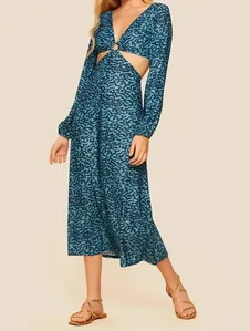 Vestido Midi Cut Out Laguna AZUL G