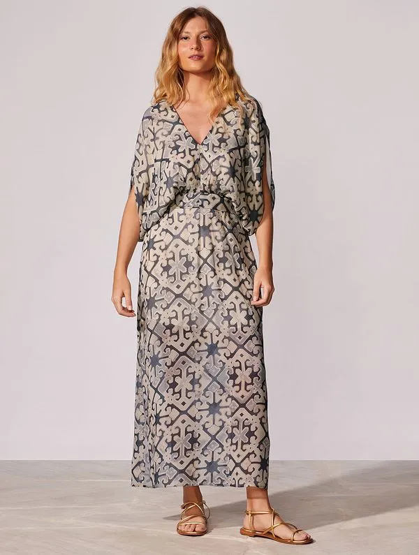 Vestido Midi Estampado Matisse CINZA G