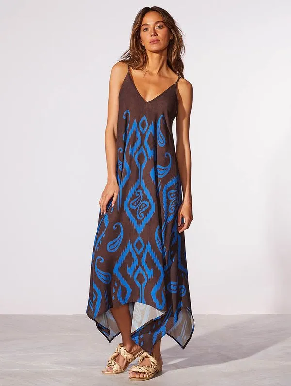 Vestido Midi Estampado Veredas MARINHO P