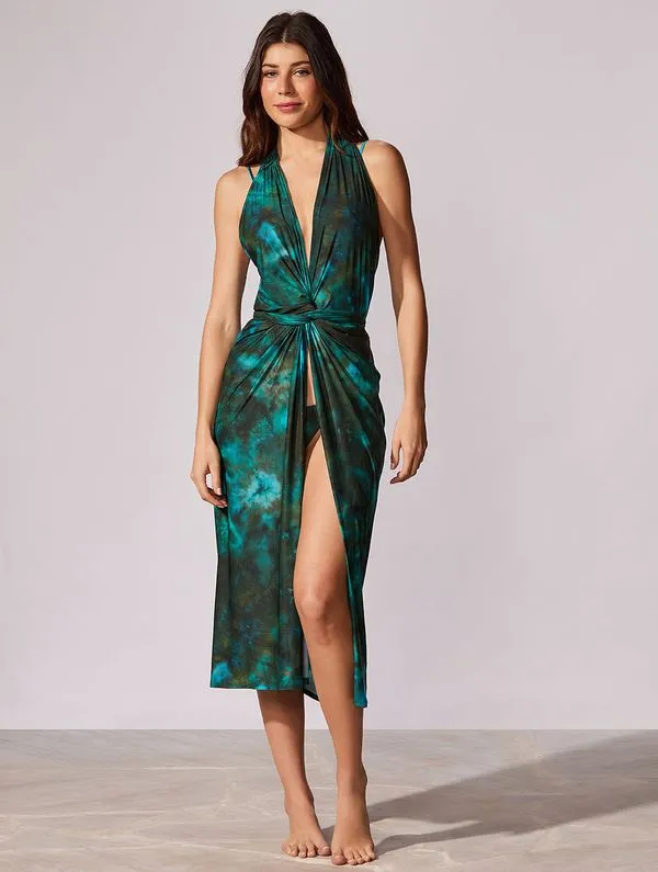 Vestido Midi Estampado Saint Tropez VERDE G