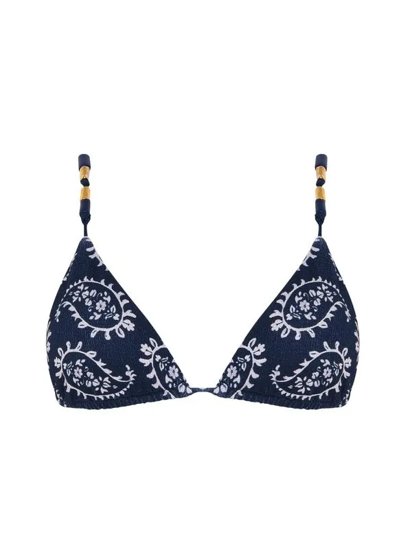 Top Cortininha Estampado Costa Azul MARINHO GG