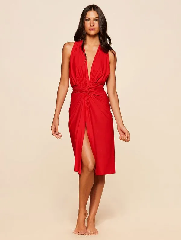 Vestido Midi Lisos Chica VERMELHO SCARLET G