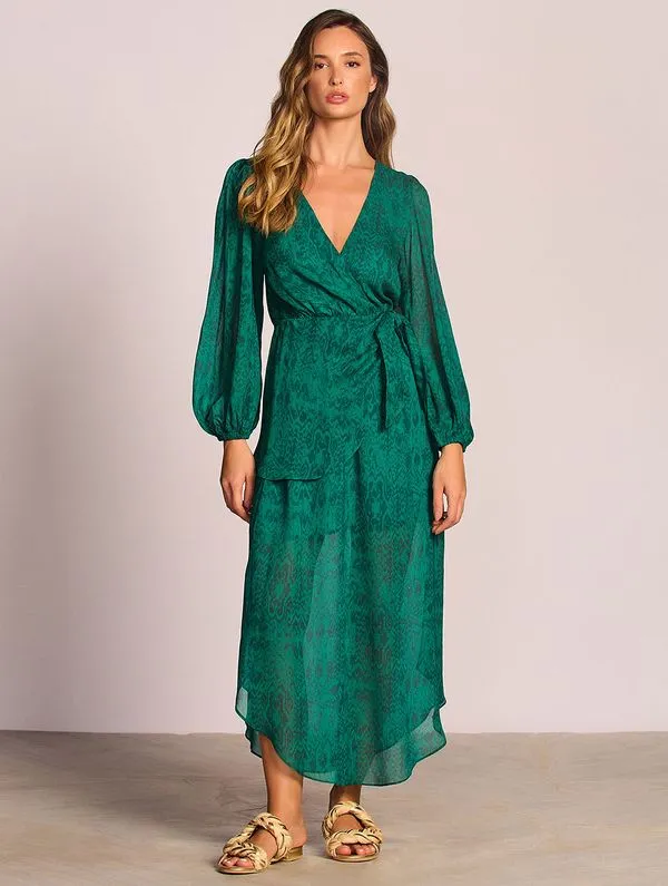 Vestido Midi Estampado Paysage VERDE G